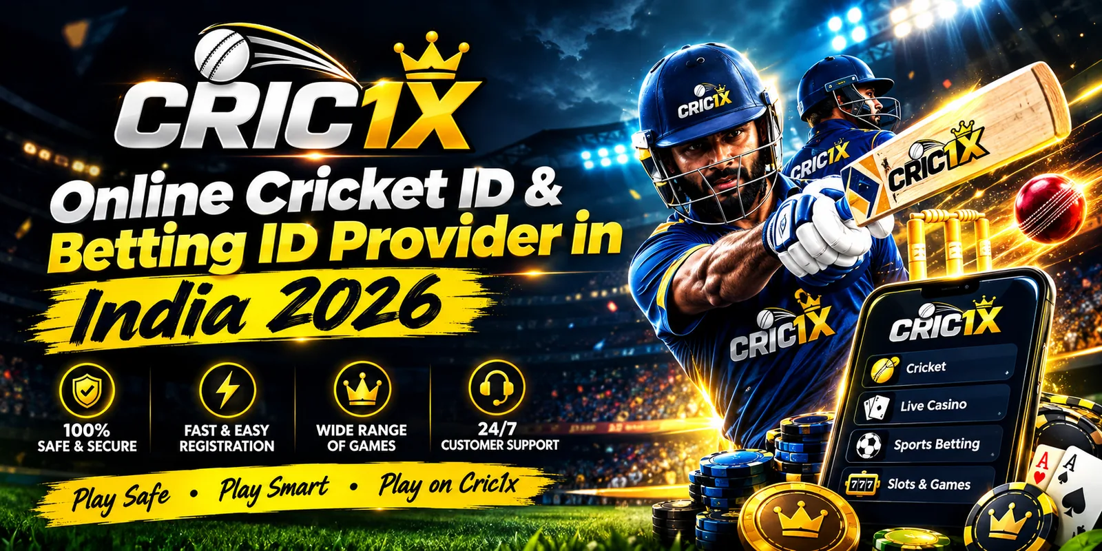 Cric1x — Online Cricket ID & Betting ID Provider in India 2026. Play Safe, Play Smart, Play on Cric1x.
